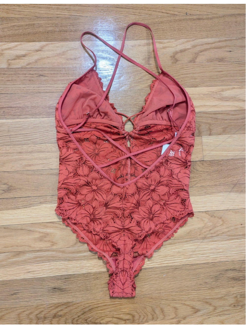Aerie NWT Beach Daze Lace Bodysuit Coral Smsll - Picture 4 of 9